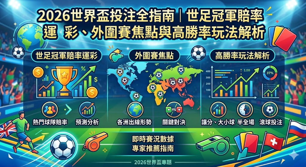 2026世界盃投注全指南｜世足冠軍賠率運彩、外圍賽焦點與高勝率玩法解析